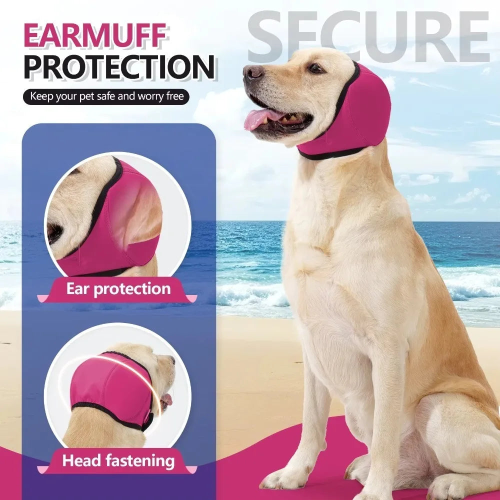 SnoozyPups ear muffs cover both ears and fasten with a strap under the chin